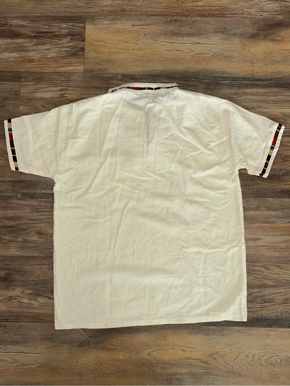 Guatemalan Camisa Típica Boho Lace Up Shirt Large - Picture 5 of 5